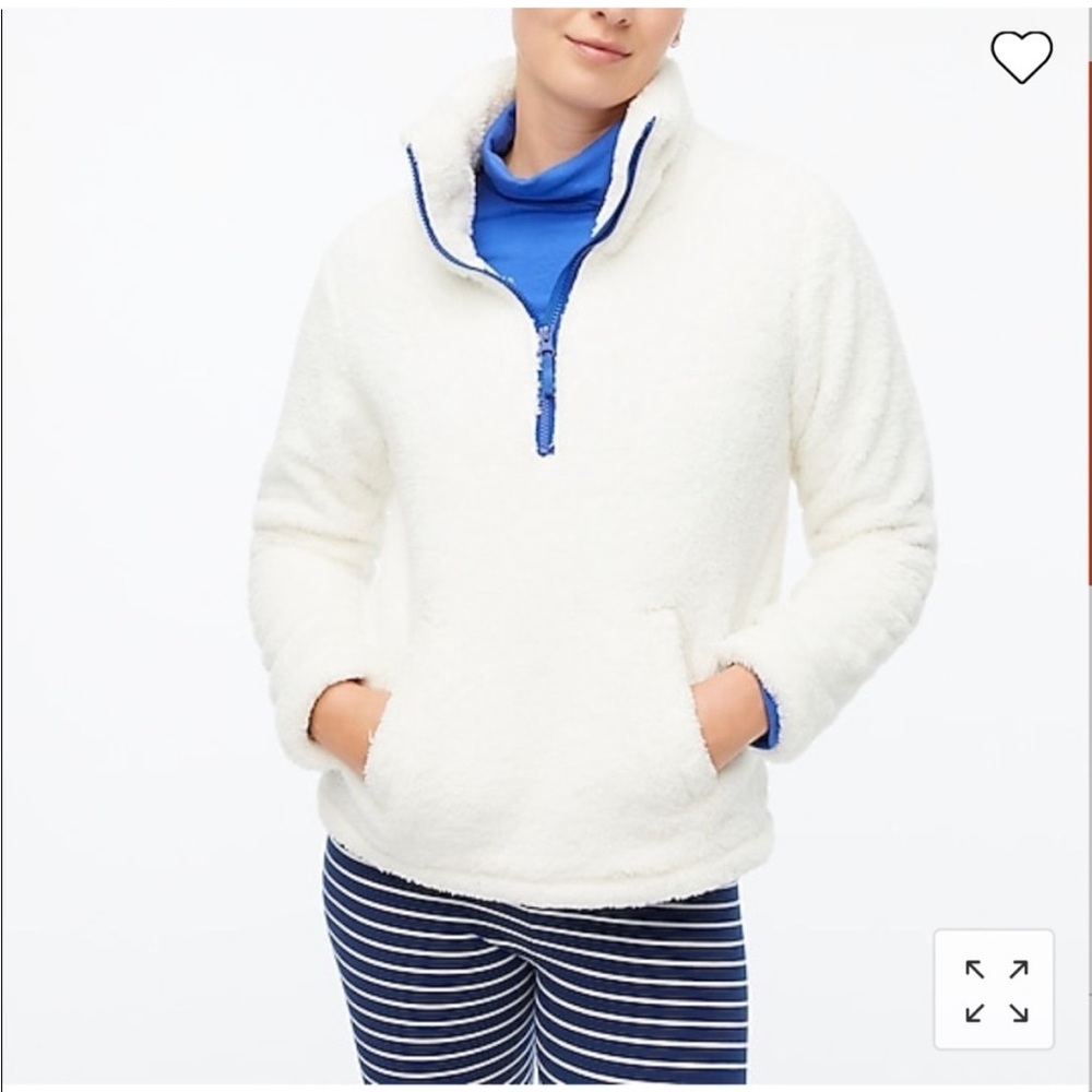 J. Crew Factory Women's Sherpa Half Zip Pullover - Ivory - Small